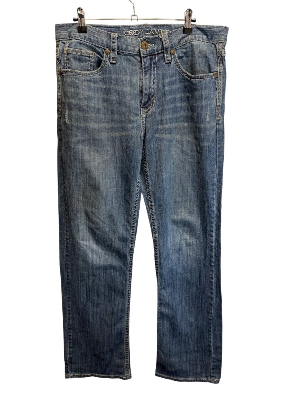 Cody James Mens Distressed Blue Straight Leg Jeans Size 32 x34 Regular Denim Cas
